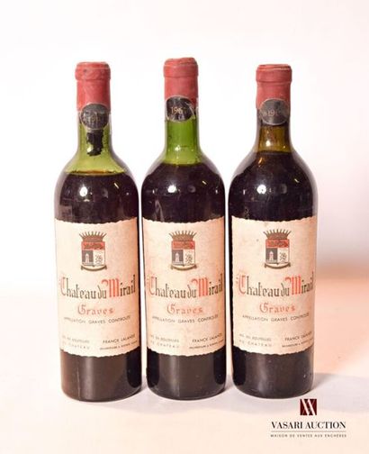 null 3 bouteilles	Château du MIRAIL	Graves	1961
	Et. faneés et tachées. N : 1 limite...