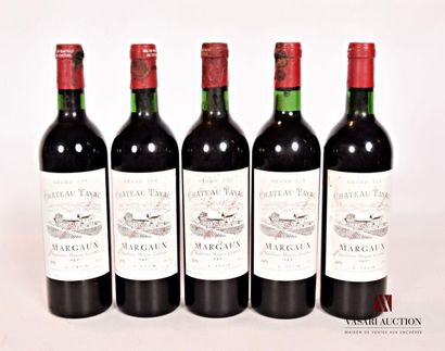 null 5 bouteilles	Château TAYAC	Margaux	1975
	Et.: 1 à peine tachée, 4 tachées. N...