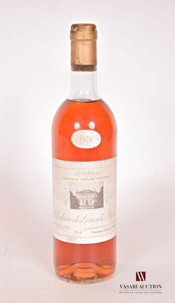 null 1 bottleChâteau DES GRANDES VIGNESSauternes1976
And. a little faded and stained....