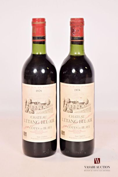 null 2 bouteilles	Château L'ÉTANG BEL AIR	1ères Cötes de Blaye	1980
	Et. légèrement...