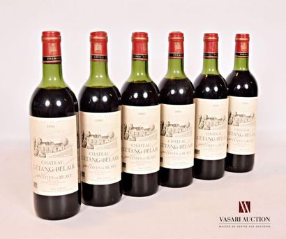 null 6 bouteilles	Château L'ÉTANG BEL AIR	1ères Cötes de Blaye	1980
	Et. excellentes....