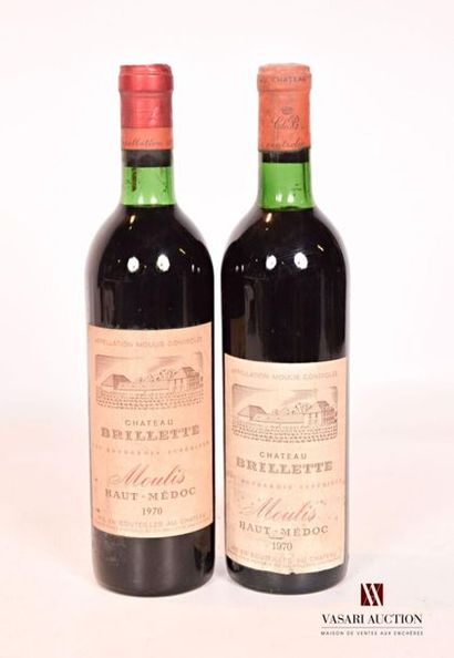 null 2 bouteilles	Château BRILLETTE	Moulis	1970
	Et. fanées et tachées. N : limite...