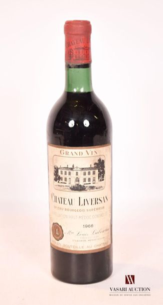 null 1 bouteille	Château LIVERSAN	Haut Médoc CBS	1966
	Et. fanée et tachée. N : bas...