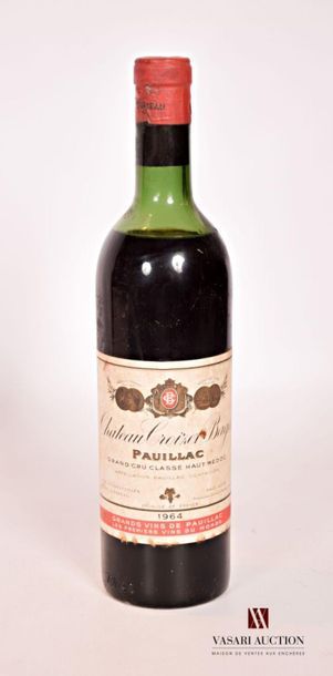 null 1 bouteille	Château CROIZET BAGES	Pauillac GCC	1964
	Et. fanée et tachée. N...