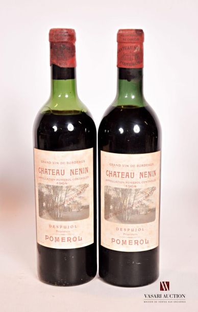 null 2 bouteilles	Château NÉNIN	Pomerol	1964
	Et. fanées et tachées. N : 1 ht/mi...
