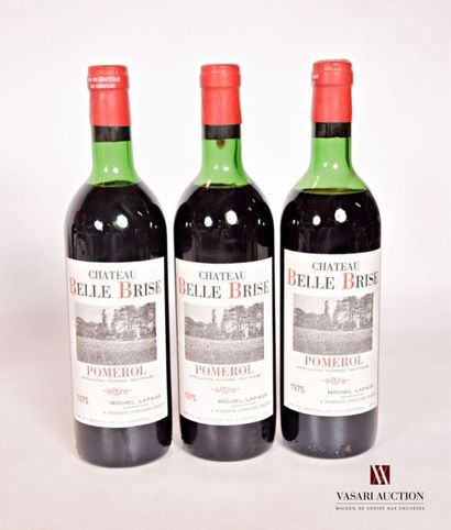 null 3 bouteilles	Château BELLE BRISE	Pomerol	1975
	Et. excellentes. N : 1 haut épaule,...