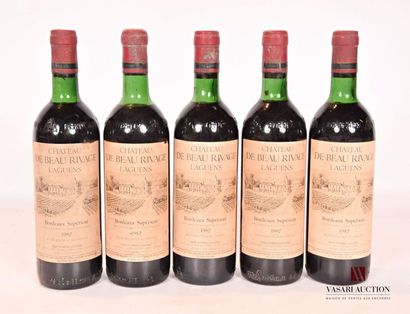 null 5 bouteilles	Château DE BEAU RIVAGE	Bx Sup	1982
	Et. fanées et tachées. N :...