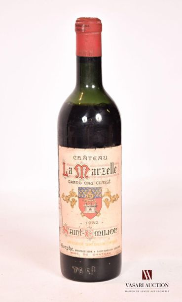 null 1 bouteille	Château LA MARZELLE	St Emilion GCC	1952
	Et. fanée et tachée. N...