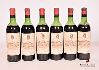 null 6 bouteilles	Château DE PRESSAC	St Emilion	1964
	Et. fanées et tachées. N :...