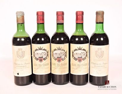 null Lot de 5 blles comprenant :		
3 bouteilles	CLOS DU CASSE	Pomerol	1965
2 bouteilles	Château...