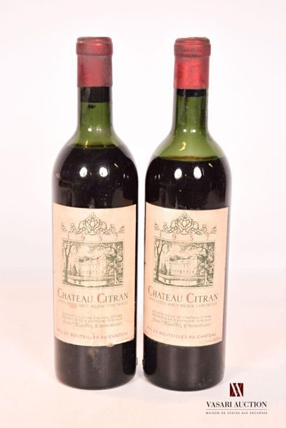 null 2 bouteilles	Château CITRAN	Haut Médoc	1957
	Et. tachées. N : 1 ht/mi épaule...
