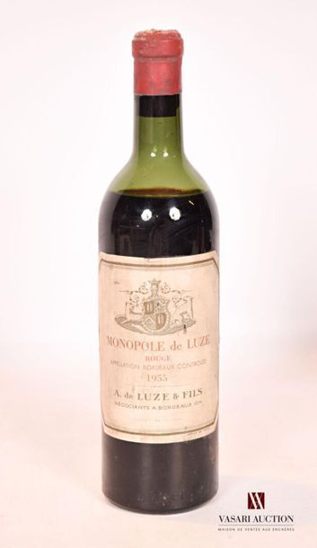 null 1 bouteille	MONOPOLE de LUZE	Bordeaux mise nég.	1955
	Et. fanée et tachée. N...