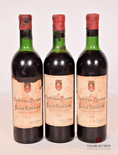 null 3 bouteilles	Château DE PRESSAC	St Emilion	1959
	Et. fanées et tachées. N :...