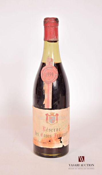 null 1 bottleBURGUNDY red "Réserves des Caves Frécourt" put neg.1959
And. faded,...
