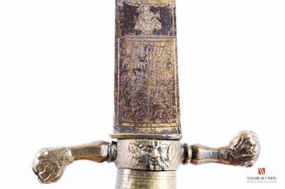 null Beautiful venery knife, blade of 43 cm, decorated with stag and wild boar hunting,...