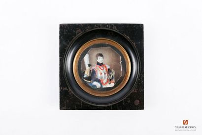 null Miniature sur feuille, portrait de François Clément CHIPAULT, tête nue, cuirasse,...