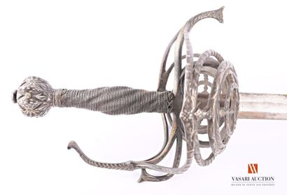 null Rapier, iron frame with two opposed quillons, double basket with main guard...