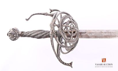 null Rapier, iron frame with two opposed quillons, double basket with main guard...