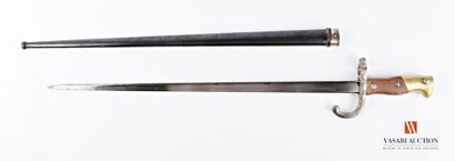 null Sabre-baïonnette Mle 1874 pour fusil Gras, poignée laiton à plaquettes bois,...