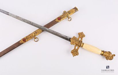 null Épée de Knight Templar, poignée en ivoire terminée par un heaume de chevalier,...