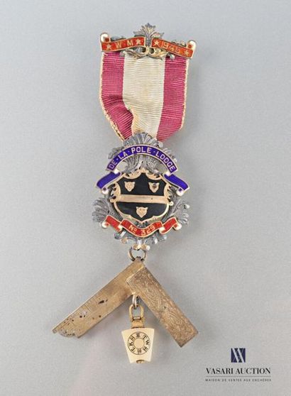 null DE LA POLE LODGE Silver 
medal of the "de la pole Lodge n°329", coat of arms...