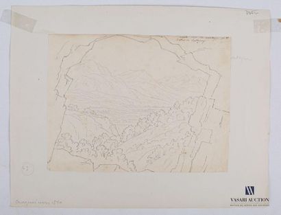 null [DRAWING - ISERE] French
school 19th century: "Vault in the mountain above Sassenage"....