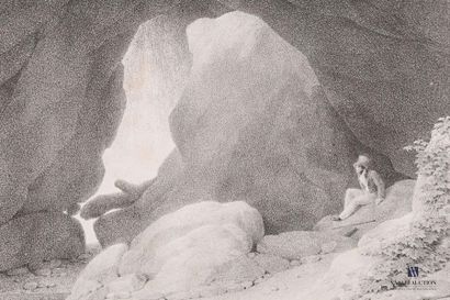 null [ITALIE]
Jean-Baptiste Isabey (1767-1855) : "Grotte de Neptune". v.1822. Lithographie...