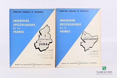 null Lot including two volumes: Speleological inventory of France. 1- Department...