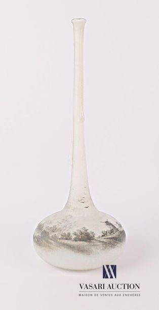 null DAUM - Nancy
Soliflore vase in frosted glass with grisalle decoration of a lake...