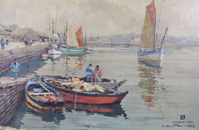 null PERNES Léopold (1912-1980)
View of animated Breton quays
Oil on canvas 
Signed...