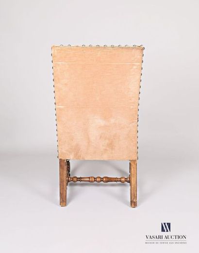 null Moulded natural wood armchair, straight back, moved armrests, baluster armrest...