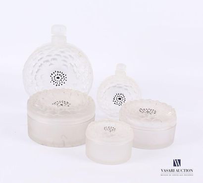 null LALIC
Moulded pressed glass toiletry set model Dalhia including two two-size...