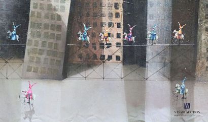 null SANCHEZ Trino (né en 1968)
Architecture animée d'arlequins
Huile sur toile
Signée...