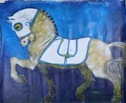 null HIDALGO Javier
Horse at pace 
Acrylic on canvas
Signed and dated 19 bottom right...