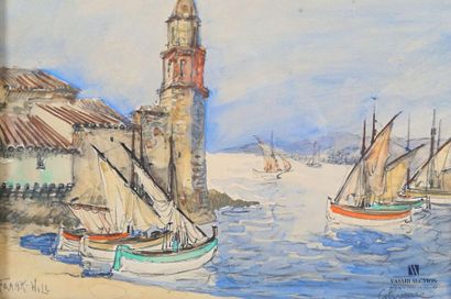 null French school of the 20th century
View of the port of Collioure
Watercolour
Apocryphal...