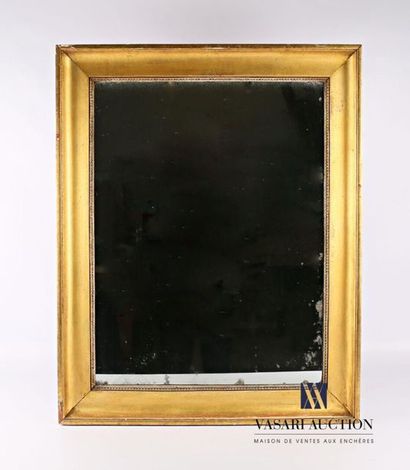 null Mirror in wood and stucco, gilded and gilded with a groove, frieze of water...