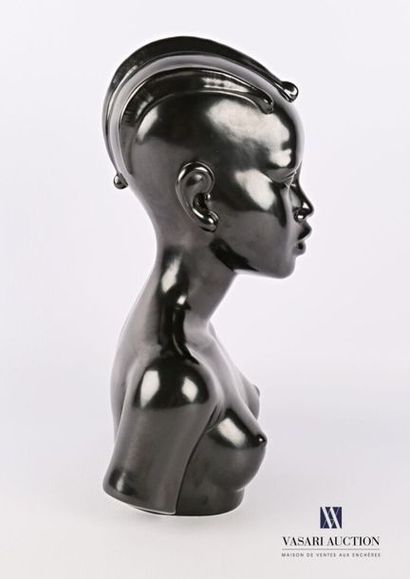 null VILLEROY & BOCH
Black enamelled ceramic African female bust
Signed, numbered...