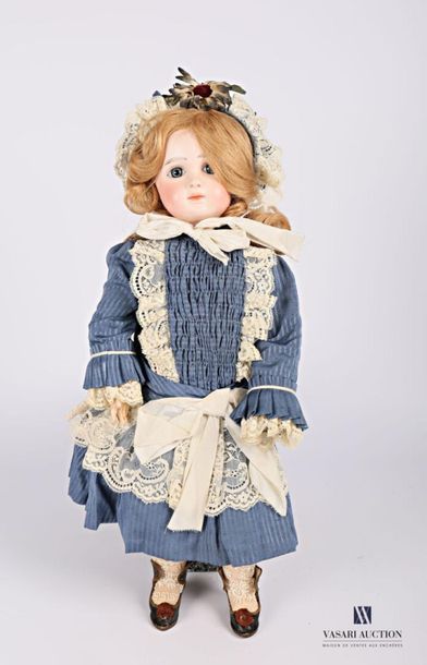 null French doll, with pressed biscuit head, closed mouth, marked " STEINER PARIS...
