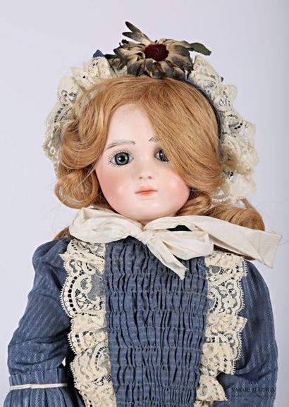 null French doll, with pressed biscuit head, closed mouth, marked " STEINER PARIS...