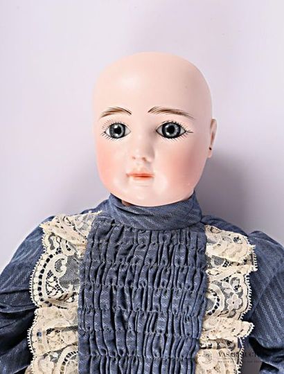 null French doll, with pressed biscuit head, closed mouth, marked " STEINER PARIS...