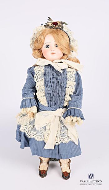 null French doll, with pressed biscuit head, closed mouth, marked " STEINER PARIS...