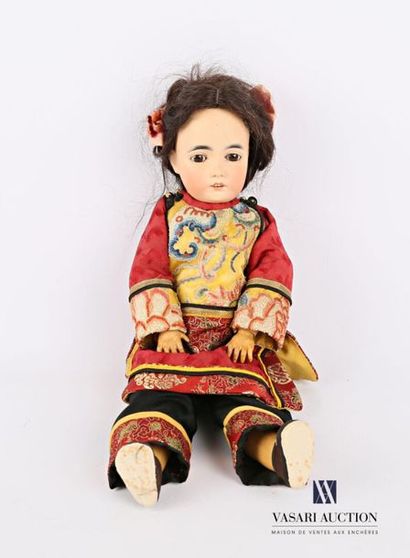 null Asian type doll, with bisque head, open mouth, marked " 164 GERMANY 38 " vintage...