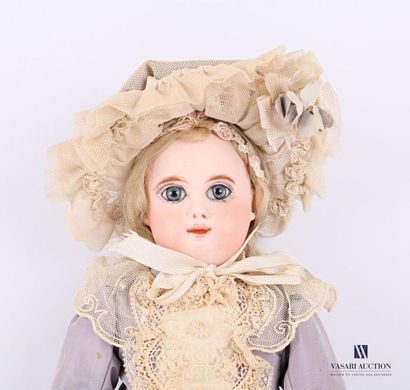 null French doll, with head in cast biscuit, closed mouth, marked " MASCOTTE 6 "...