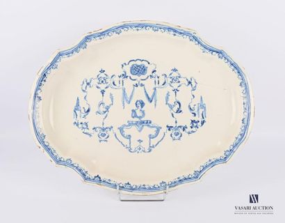 null Bordeaux attributable to, 
Contoured earthenware dish with blue monochrome decoration...