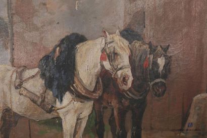 null MARTINEZ (début XXème siècle)
Chevaux de traits au repos
Huile sur toile
Signée...