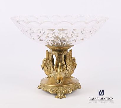null Moulded crystal bowl decorated with a frieze of eggs and a frieze of gadroons,...