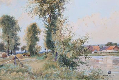 null CAMBRESIER Jean (1856-1928)
Animated farm view on the edge of a pond
Watercolour
Signed...