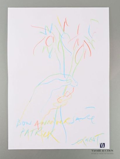 null PIGNON-ERNEST Ernest (1942)
Dessin au crayons de couleurs annoté Bon anniversaire...
