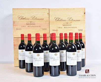 null 12 bottlesChâteau POTENSACMédoc CB1993
And: 9 impeccable, 3 very slightly stained....