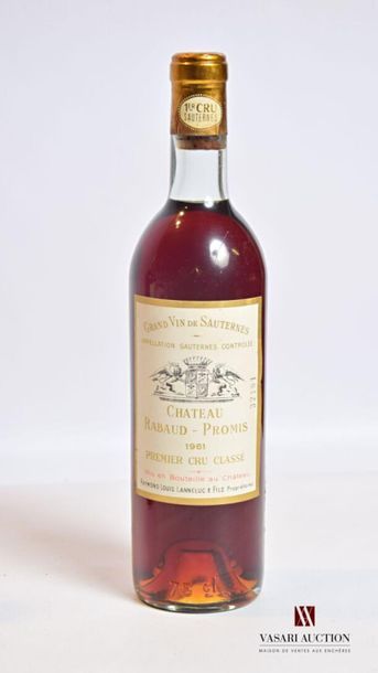 null 1 bottleChâteau RABAUD PROMISSauternes 1er CC1961
And. barely stained. N: low...